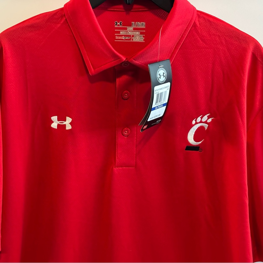 Cincinnati Bearcats Under Armour Heat Gear Campus Polo Shirt (Men's XL) Red.